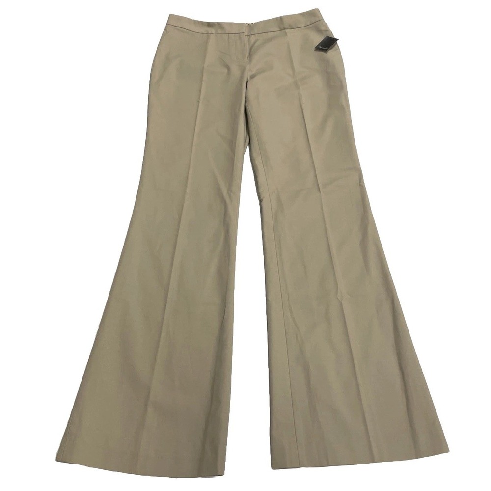 NWT $178 TAHARI TERRY Flare Wide Leg Pants Trousers Beige Sand‎ Dune Women's 10